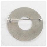 Wells Sterling Silver Round Etched Brooch Pin