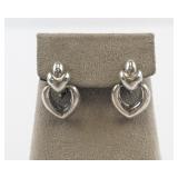 Pair of Sunstone Sterling Silver Heart Clip-On Earrings