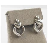 Pair of Sunstone Sterling Silver Heart Clip-On Earrings