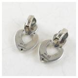 Pair of Sunstone Sterling Silver Heart Clip-On Earrings