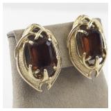 Sarah Coventry Gold Tone Clip-On Earrings with Red Gemstones
