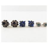 Collection of 3 Pairs Vintage Clip-On Earrings with Colored Stones