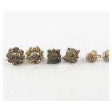Collection of 3 Pairs Vintage Clip-On Earrings with Colored Stones