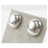 Pair of Silver-Tone Domed Stud Earrings