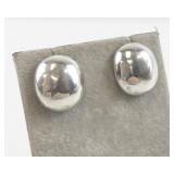 Pair of Silver-Tone Domed Stud Earrings