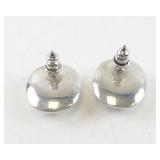 Pair of Silver-Tone Domed Stud Earrings