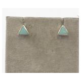 Pair of Sterling Silver Triangle Turquoise Stud Earrings