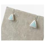 Pair of Sterling Silver Triangle Turquoise Stud Earrings