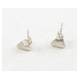 Pair of Sterling Silver Triangle Turquoise Stud Earrings