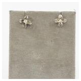 Pair of Silver Tone Floral Stud Pearl Earrings