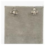Pair of Silver Tone Floral Stud Pearl Earrings
