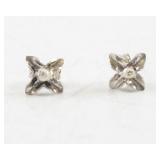 Pair of Silver Tone Floral Stud Pearl Earrings