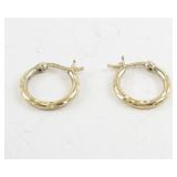 Pair of Vermeil (Sterling Silver) Textured Hoop Earrings.