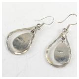 Mexico Silver Plated Teardrop Dangle Earrings with Created Pearl Accents