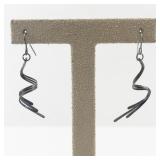 Sterling Silver Italy Textured Link Dangle Earrings
