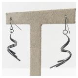 Sterling Silver Italy Textured Link Dangle Earrings