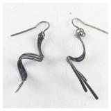 Sterling Silver Italy Textured Link Dangle Earrings