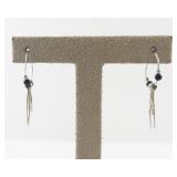 Hoop Earrings with Black Beads and Dangle Accents