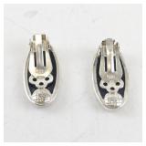 Sterling Silver Oval Black Onyx Clip-On Earrings