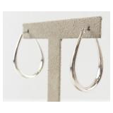 Pair of Silver-Tone Teardrop Hoop Earrings