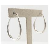 Pair of Silver-Tone Teardrop Hoop Earrings