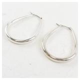 Pair of Silver-Tone Teardrop Hoop Earrings