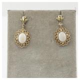 Pair of Vintage Gold Tone Created Opal Drop Earrings