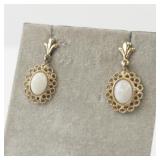 Pair of Vintage Gold Tone Created Opal Drop Earrings