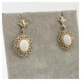 Pair of Vintage Gold Tone Created Opal Drop Earrings
