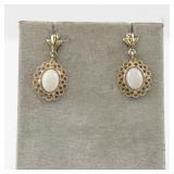 Pair of Vintage Gold Tone Created Opal Drop Earrings