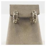 Pair of Gold-Tone Snake Skin Clip-On Hoop Earrings