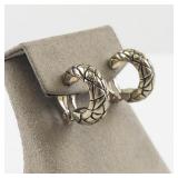 Pair of Gold-Tone Snake Skin Clip-On Hoop Earrings