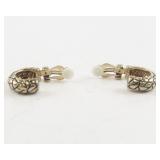Pair of Gold-Tone Snake Skin Clip-On Hoop Earrings