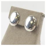 Pair of Sterling Silver Oval Clip-On Earrings