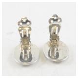 Pair of Sterling Silver Oval Clip-On Earrings