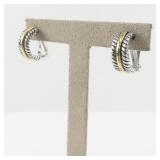 Two-Tone Rope Clip-On Hoop Earrings