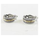 Two-Tone Rope Clip-On Hoop Earrings