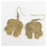 Pair of Elephant Shaped Enamel Dangle Earrings with Gold Tone Accents