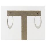 Pair of Hammered Silver-Tone Tapered Hoop Earrings