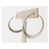 Pair of Hammered Silver-Tone Tapered Hoop Earrings