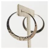 Pair of Hammered Silver-Tone Tapered Hoop Earrings