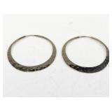 Pair of Hammered Silver-Tone Tapered Hoop Earrings