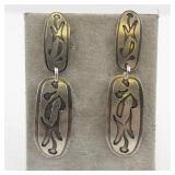 Ed Levin Sterling Silver Modernist Dangle Earrings