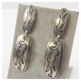Ed Levin Sterling Silver Modernist Dangle Earrings