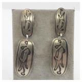 Ed Levin Sterling Silver Modernist Dangle Earrings