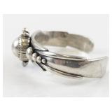 David Dear Navajo Sterling Silver Cuff Bracelet with Raised Bead Design