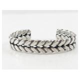 Vintage Mexican Sterling Silver Braided Cuff Bracelet