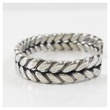 Vintage Mexican Sterling Silver Braided Cuff Bracelet