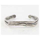 Engraved Cuff Bracelet with Wavy Design