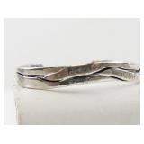 Engraved Cuff Bracelet with Wavy Design